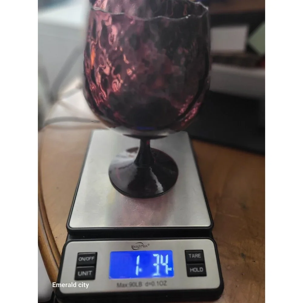 Vtg Empoli Brandy Snifter Amethyst Purple Diamond OPTIC Italy Art Glass Vase